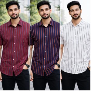 Men's half sleeve Striped shirt