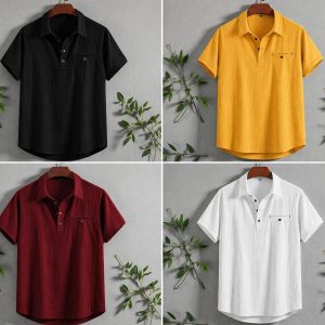Henley Style Short Sleeve Shirt (Collar Version)